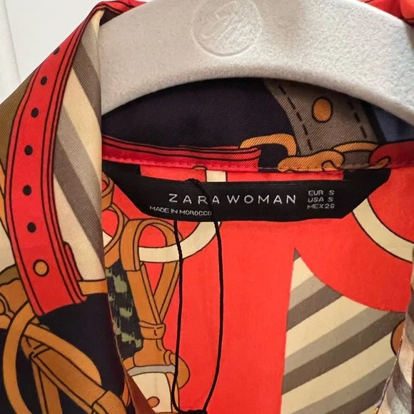 Zara Scarf Print Shirt Dress - Picture 3 of 8